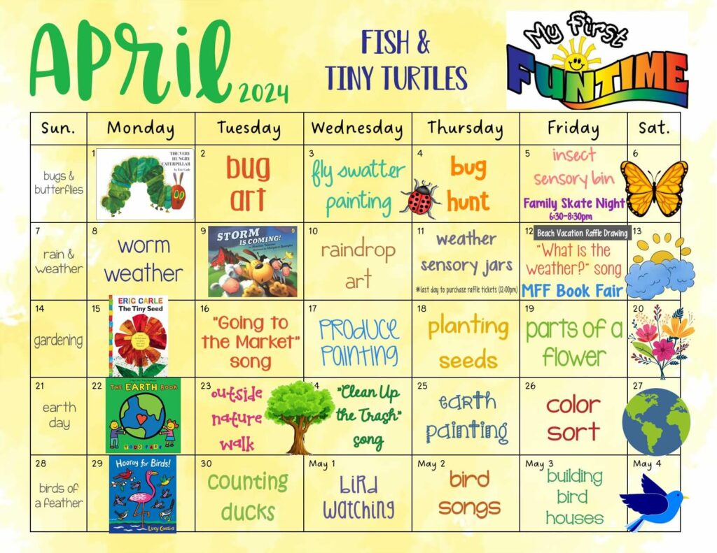 April 2024 Calendar for Fish & Tiny Turtles